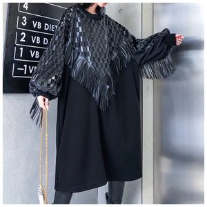🎀 The LEONNAKA Leather Fringe Oversize Top